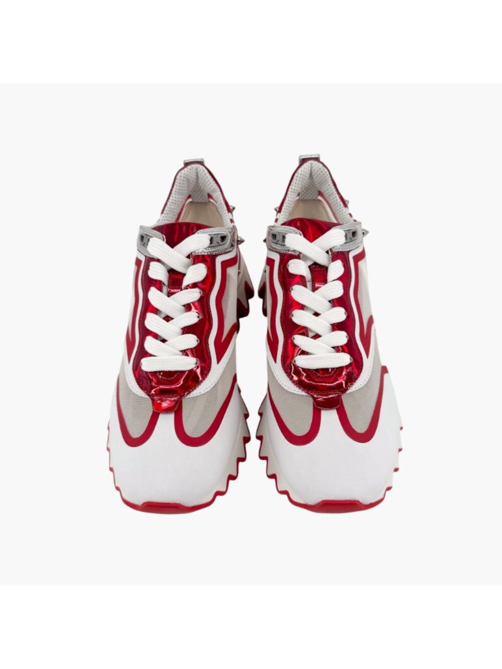 Christian Louboutin Sharkina White Mesh Red Sneakers Size 38 US 8 Women's 6968 - Picture 3 of 15